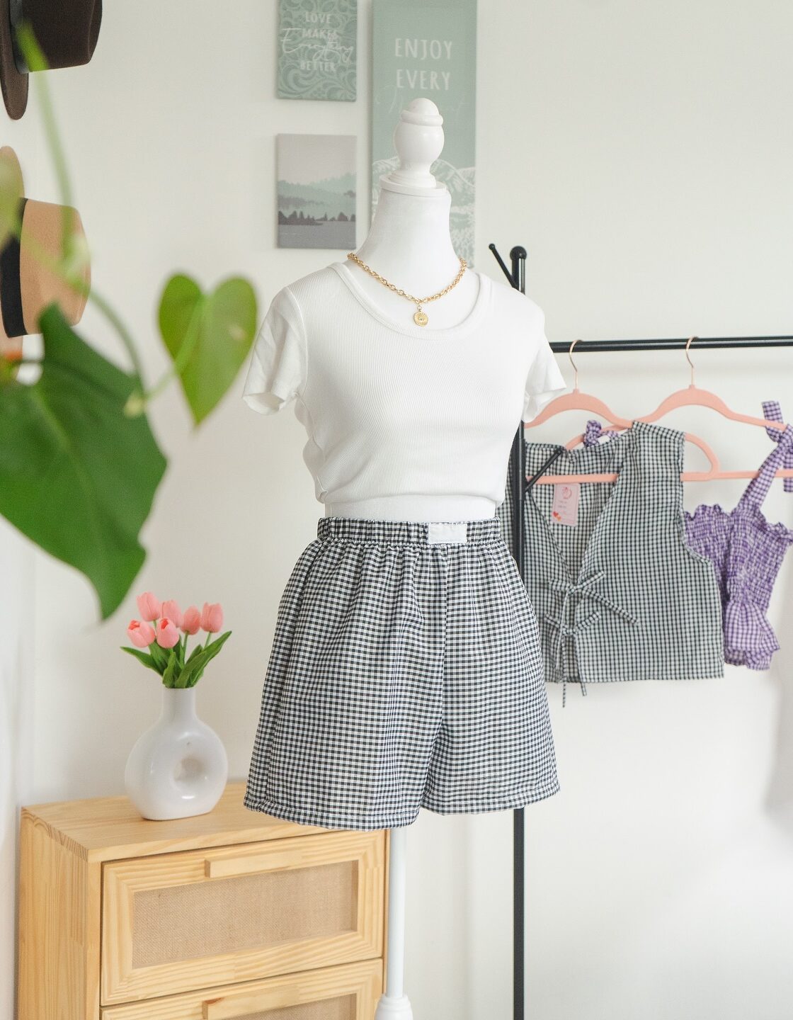 Short a cuadros - Negro